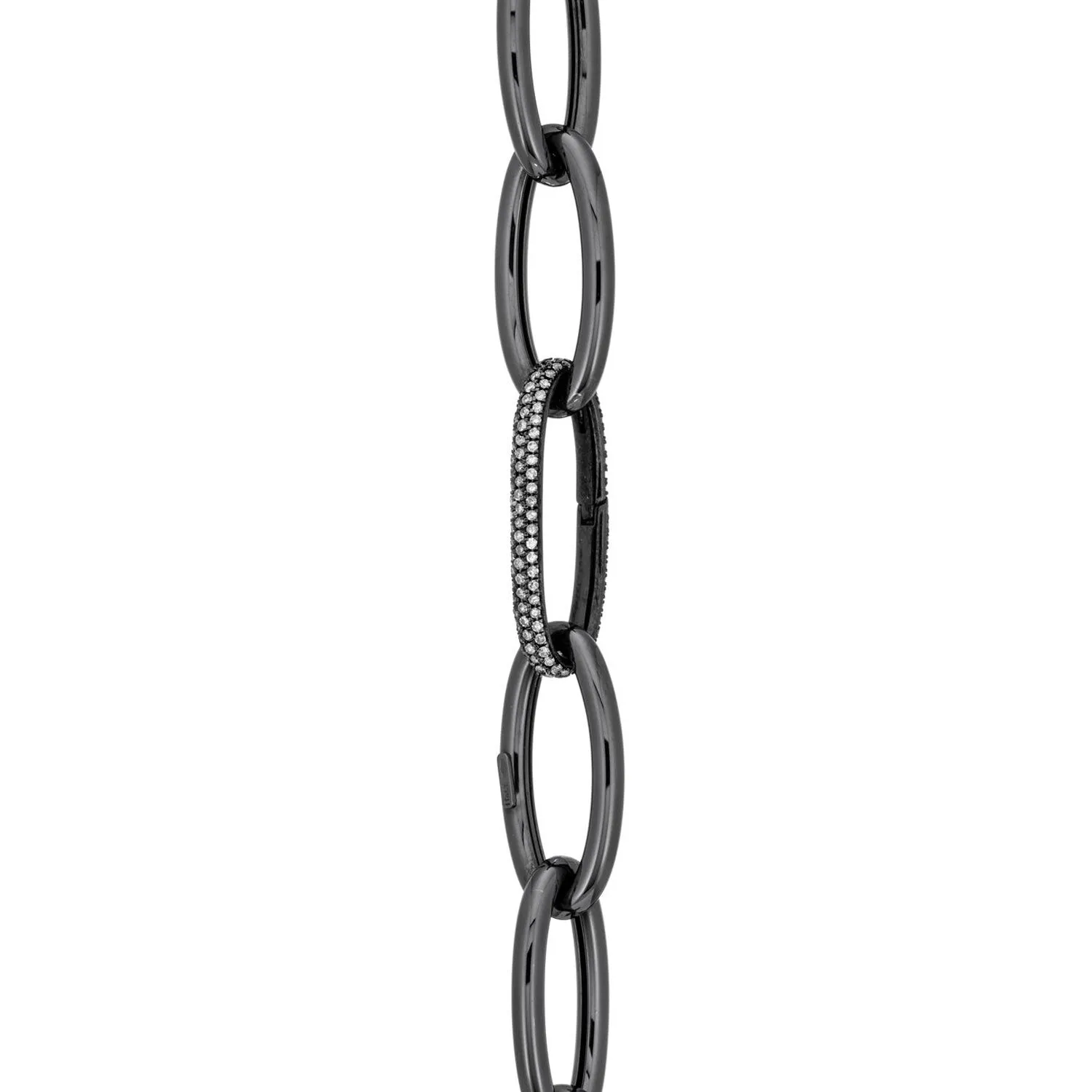 Black Square & Oval Carabiners on Links Chain Necklace