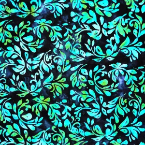 BLUE & TURQUOISE LEAF BATIK HANDKERCHIEF