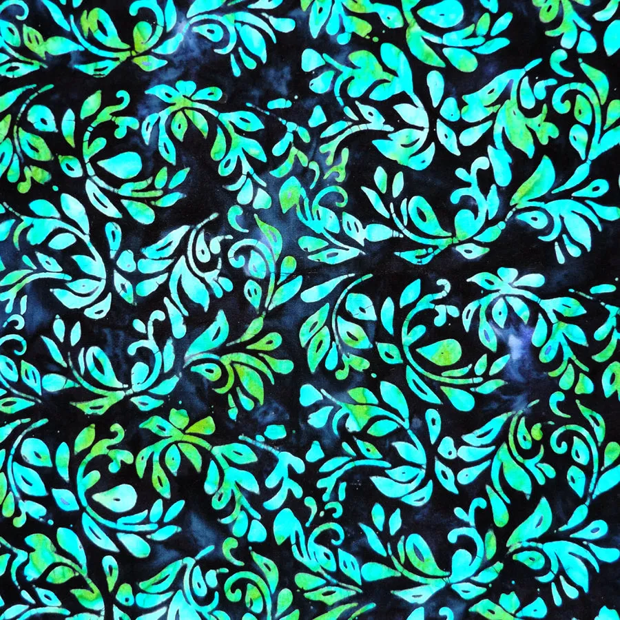 BLUE & TURQUOISE LEAF BATIK HANDKERCHIEF