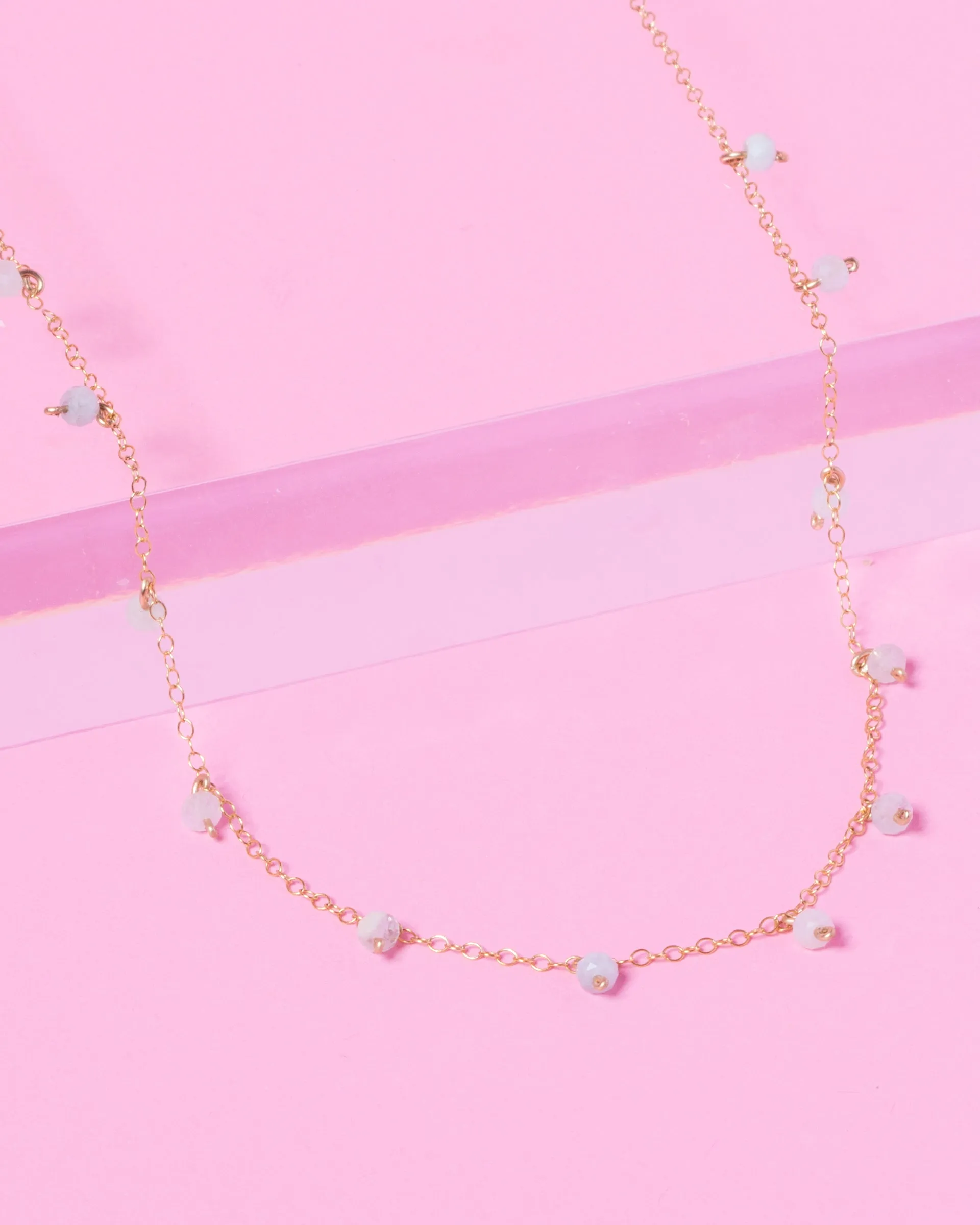 BLUE BERYL DAINTY 14K GOLD FILLED NECKLACE