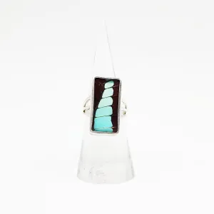 Blue Bottle Butterfly Wing Ring Sterling Silver Band Size 7