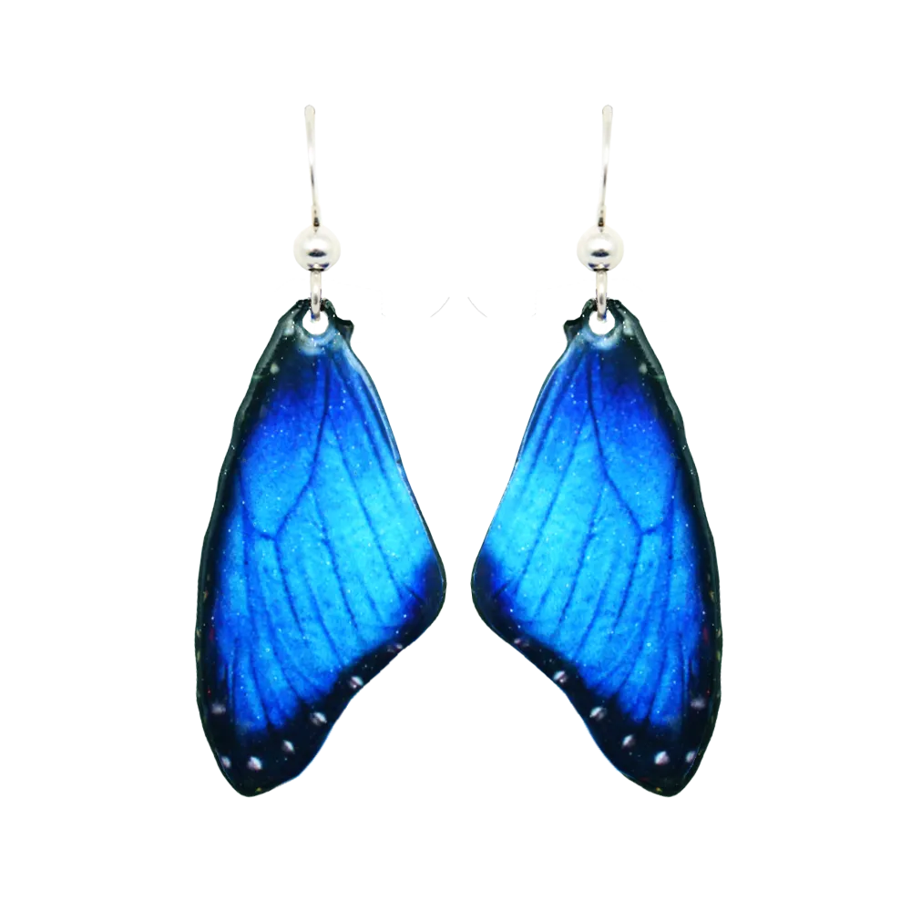 Blue Morpho Earrings, Sterling Silver Earwires, Item# 2303