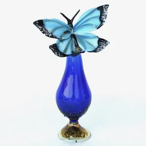 Blue Morpho Glass Butterfly Bottle