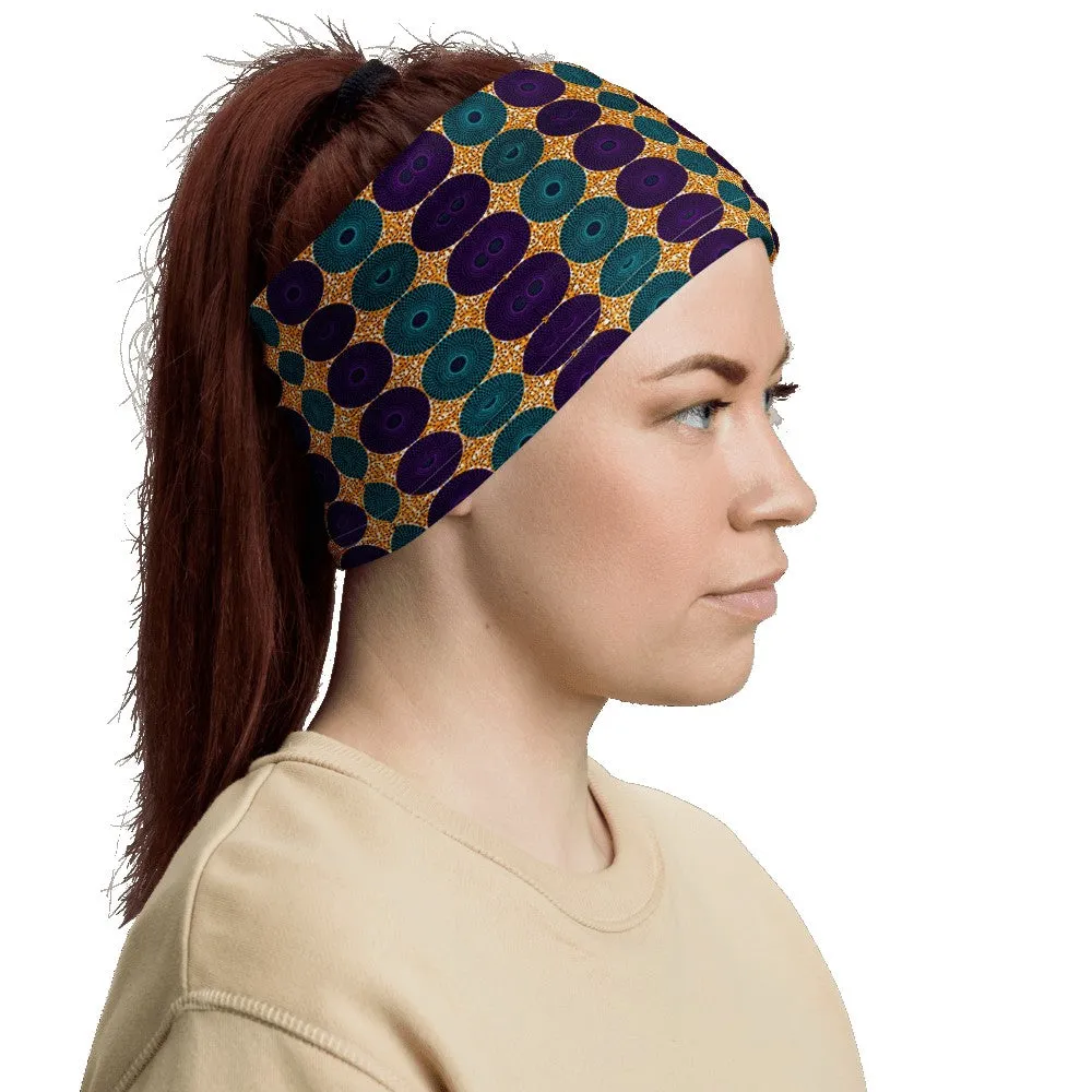 Blue Purple African Print Neck Gaiter