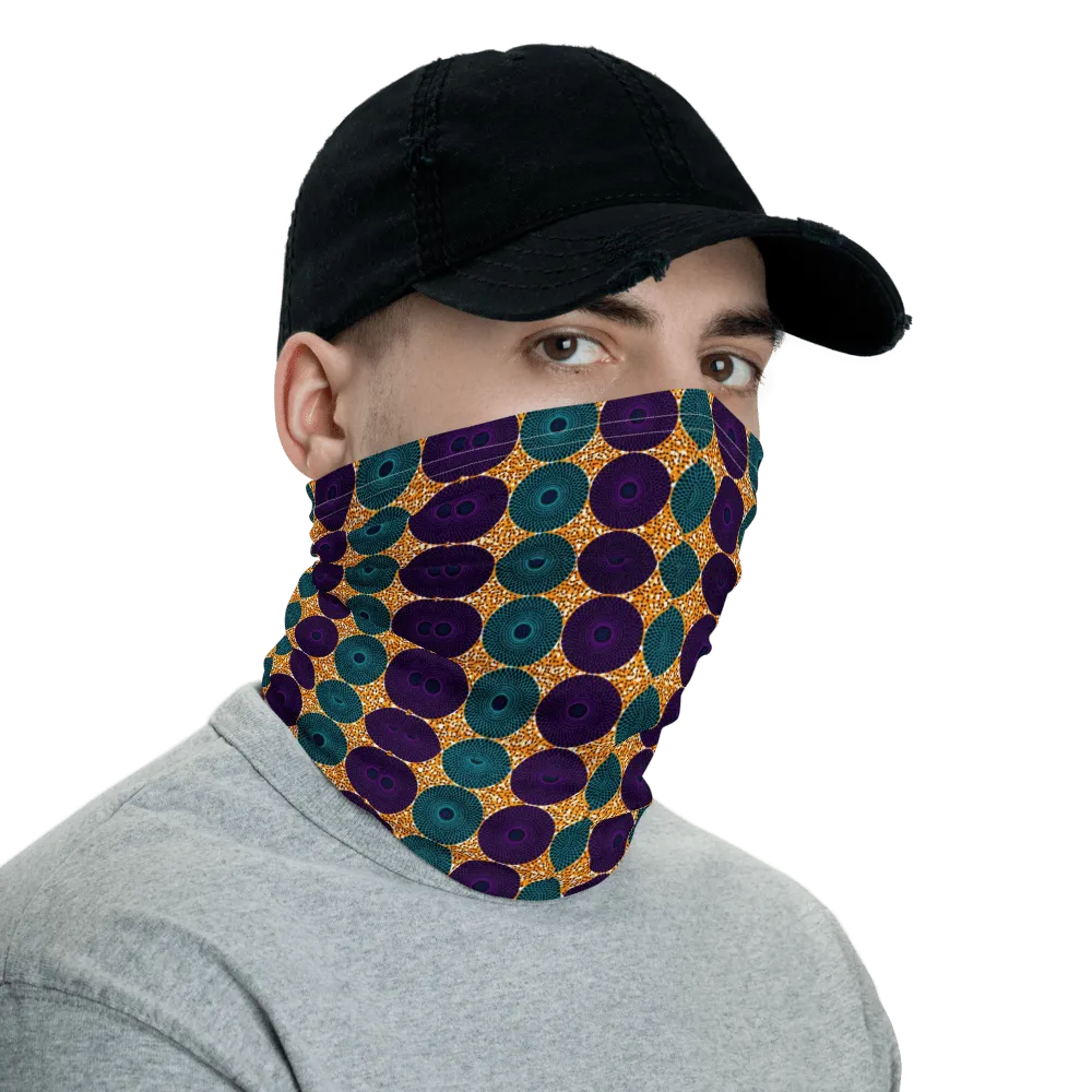 Blue Purple African Print Neck Gaiter