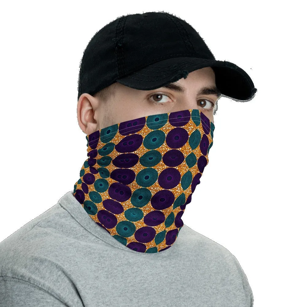 Blue Purple African Print Neck Gaiter