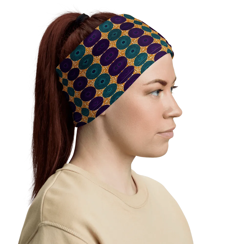Blue Purple African Print Neck Gaiter