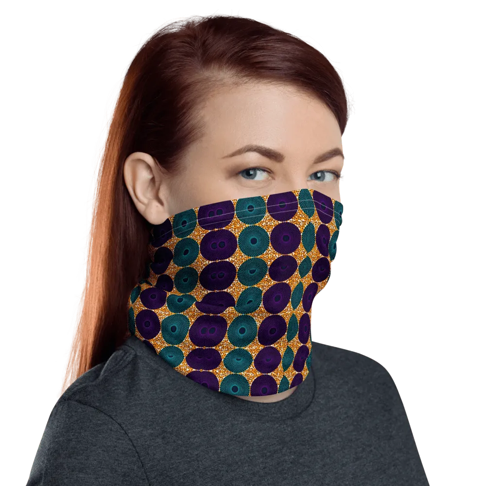 Blue Purple African Print Neck Gaiter