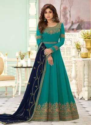 Blue Two Tone Designer Anarkali Suit