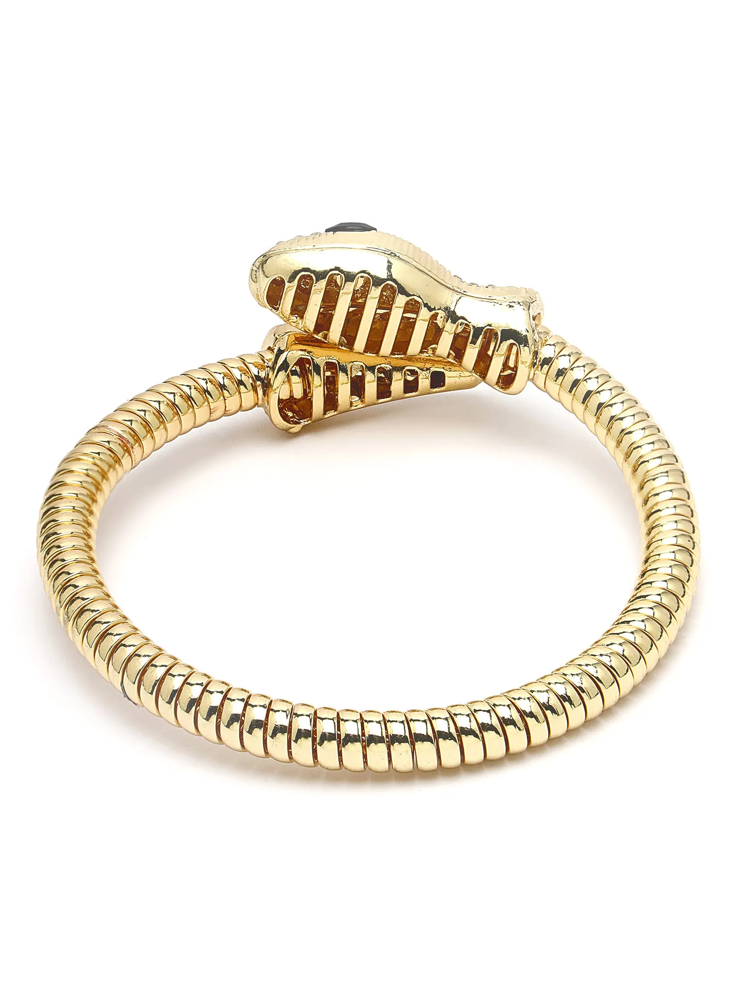 Bohey by KARATCART Gold Plated Cubic Zirconia Studded Snake Chain Bracelet for Women