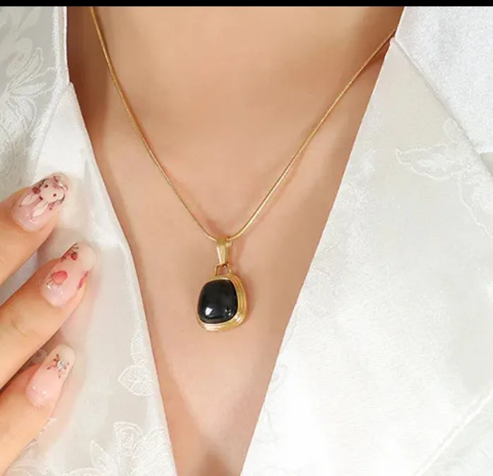Boho & Mala Black Stainless Steel Gold Plated Necklace