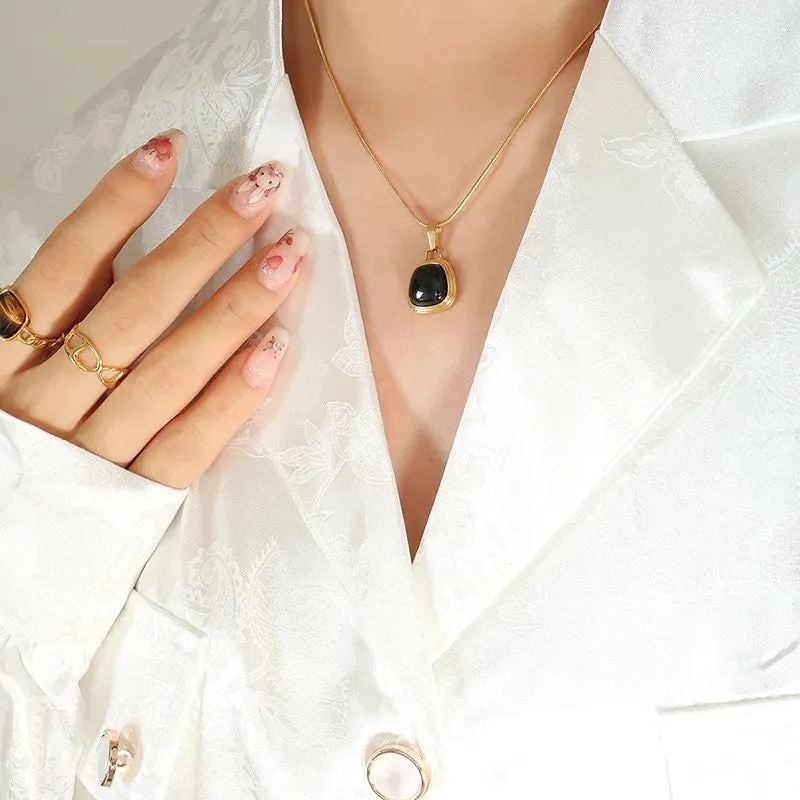 Boho & Mala Black Stainless Steel Gold Plated Necklace