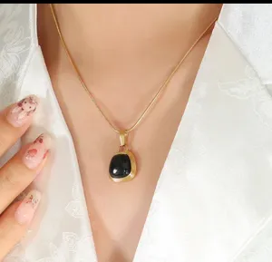 Boho & Mala Black Stainless Steel Gold Plated Necklace