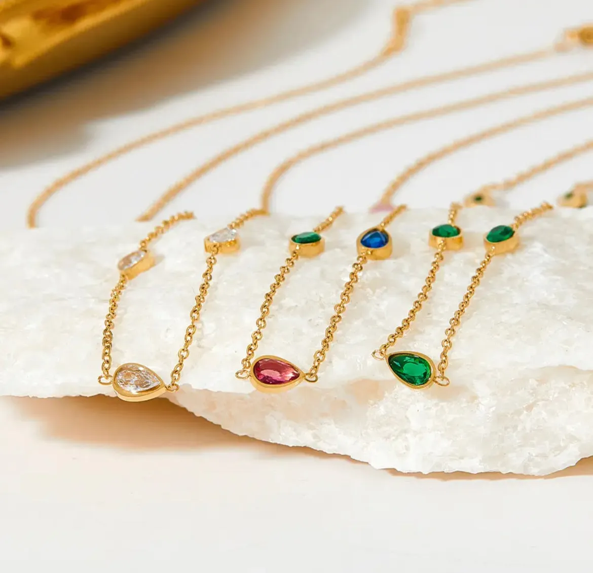 Boho & Mala Colourful Zircornia Stainless Steel Pendant Necklace