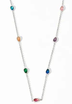 Boho & Mala Colourful Zircornia Stainless Steel Pendant Necklace