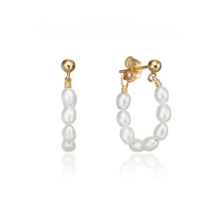 Boho & Mala Freshwater Pearl 18k Gold Plated Hoop Earring