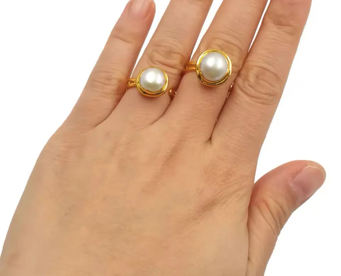 Boho & Mala Freshwater Pearl Gold Ring (adjustable)