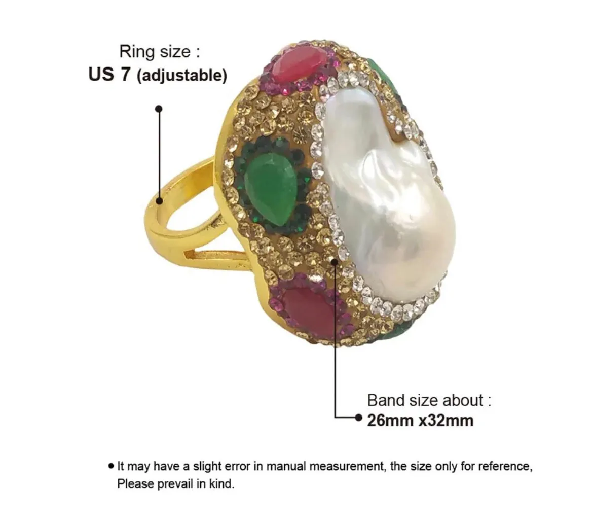 Boho & Mala Freshwater Pearl Wrap Gold Ring (adjustable from size 7)