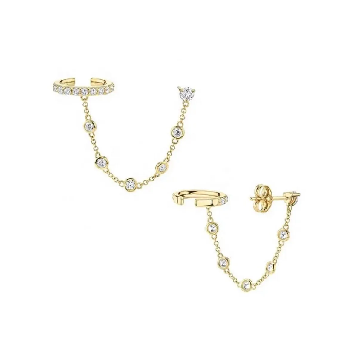 Boho & Mala  Huggies 18k Gold Plated Cuff & Stud Earrings DE10021