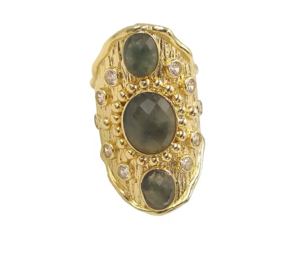 Boho & Mala Labradorite Gold Ring ( size approximately 7-8)