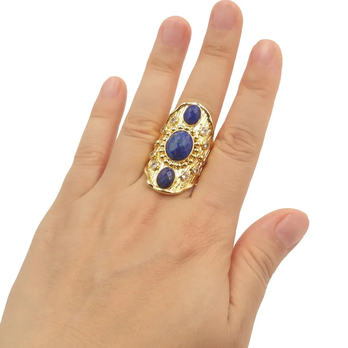 Boho & Mala Labradorite Gold Ring ( size approximately 7-8)