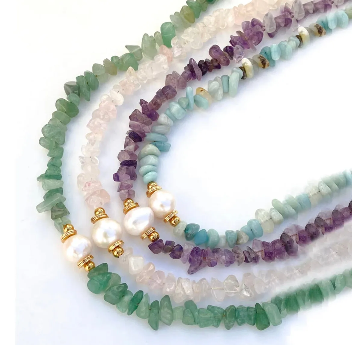 Boho & Mala Natural Tribal Stone Necklace (Rose Quartz) TN10039