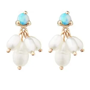 Boho & Mala Opal & Pearl 18k Gold Plated Stud Earrings