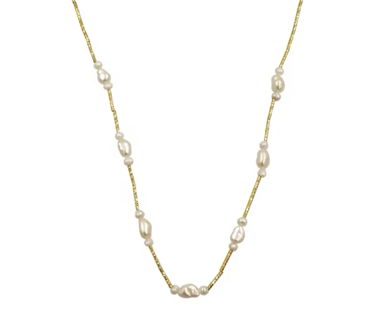 Boho & Mala Pearl 18k Gold Plated Necklace