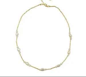 Boho & Mala Pearl 18k Gold Plated Necklace