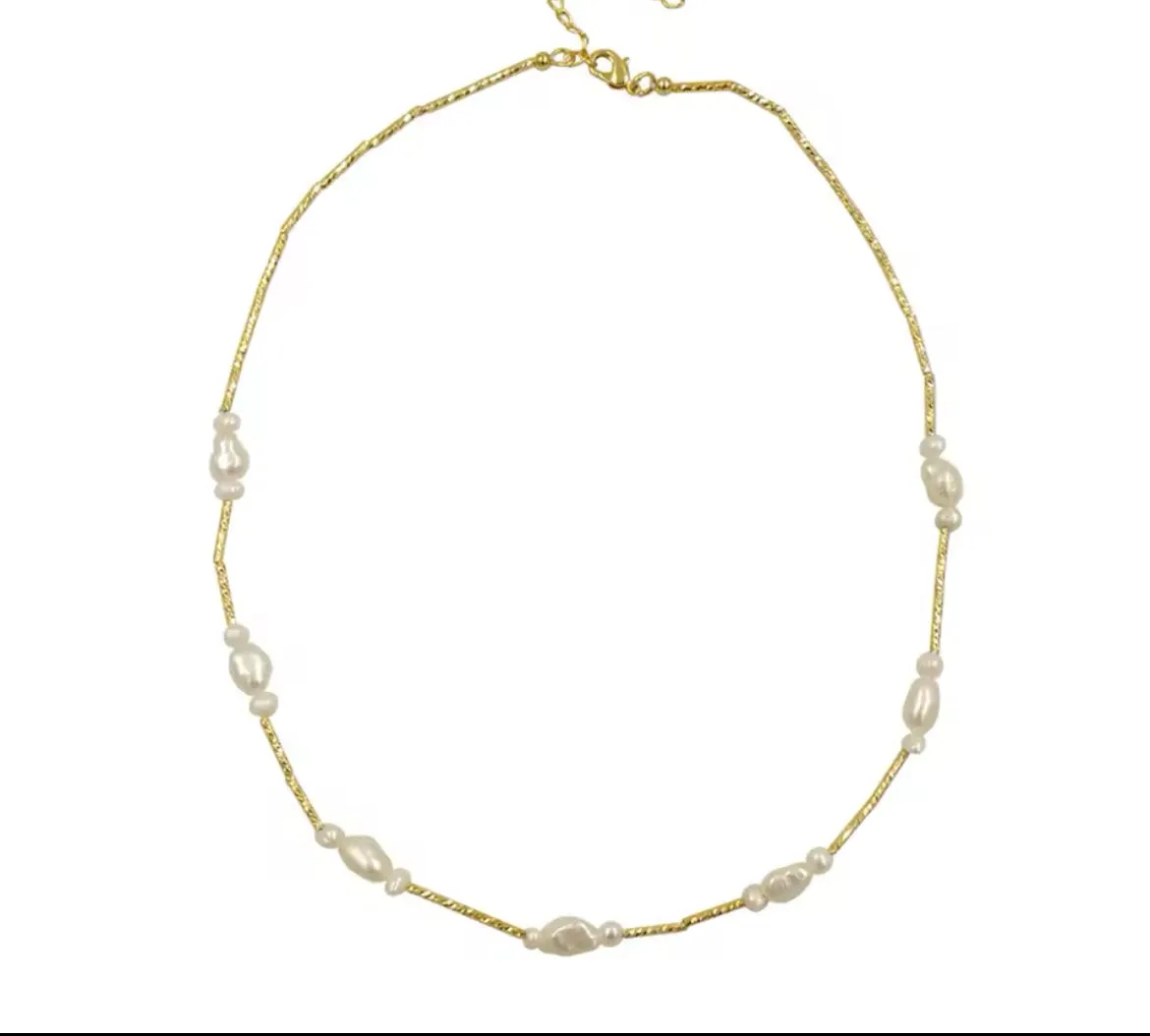 Boho & Mala Pearl 18k Gold Plated Necklace