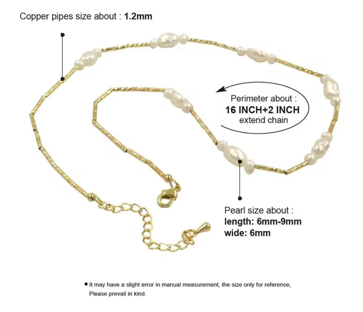 Boho & Mala Pearl 18k Gold Plated Necklace