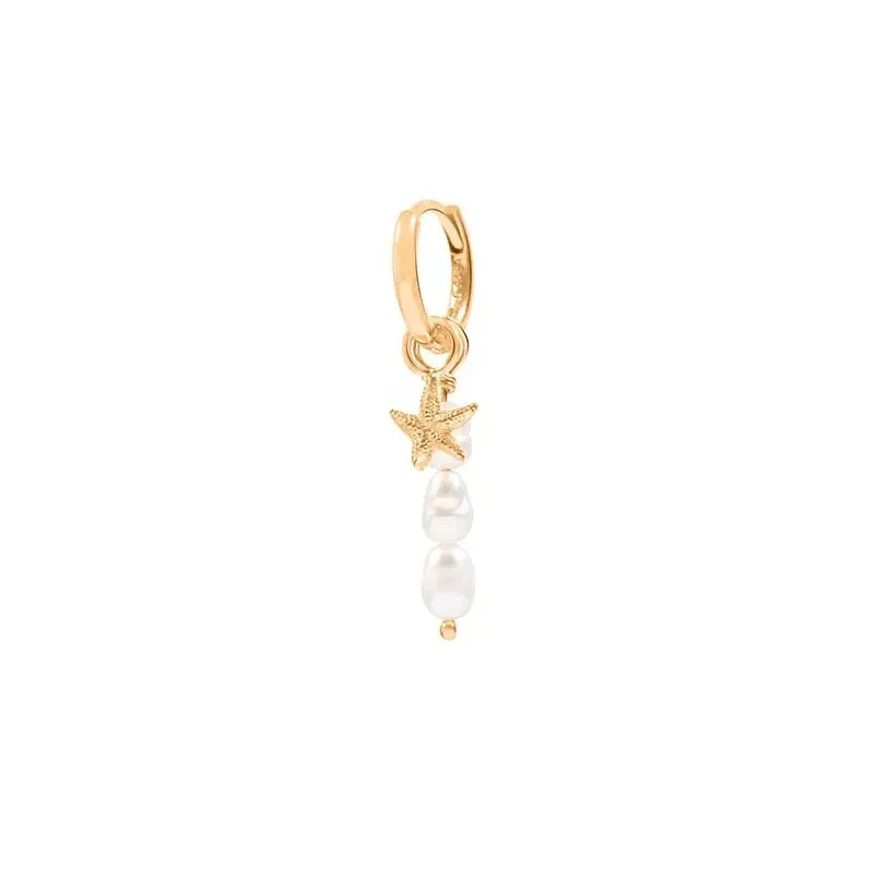 Boho & Mala Pearl Starfish Huggies 18k Gold Plated Hoop Earring