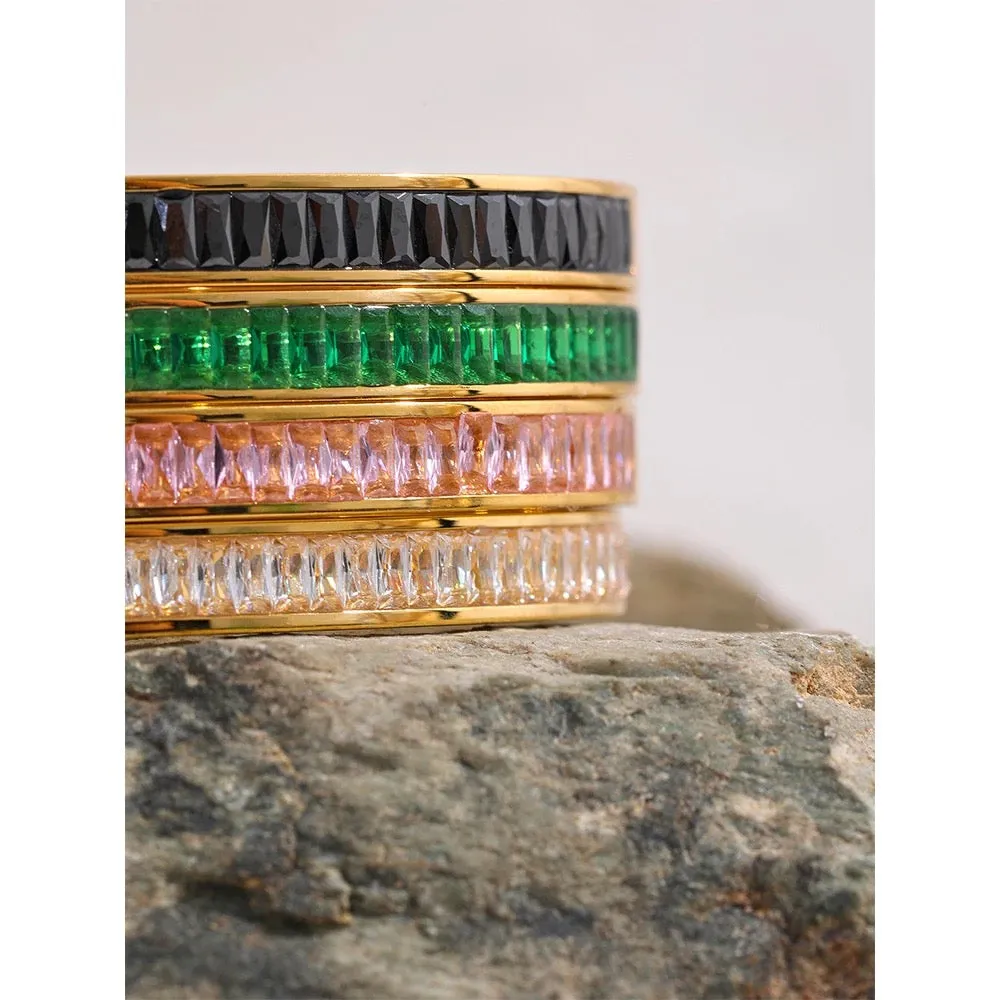 Boho & Mala Pink Cubic Zirconia Gold Bangle