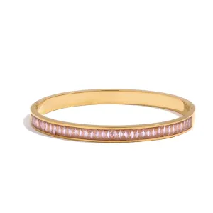Boho & Mala Pink Cubic Zirconia Gold Bangle