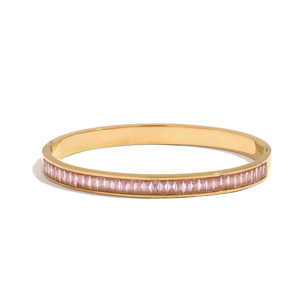 Boho & Mala Pink Cubic Zirconia Gold Bangle