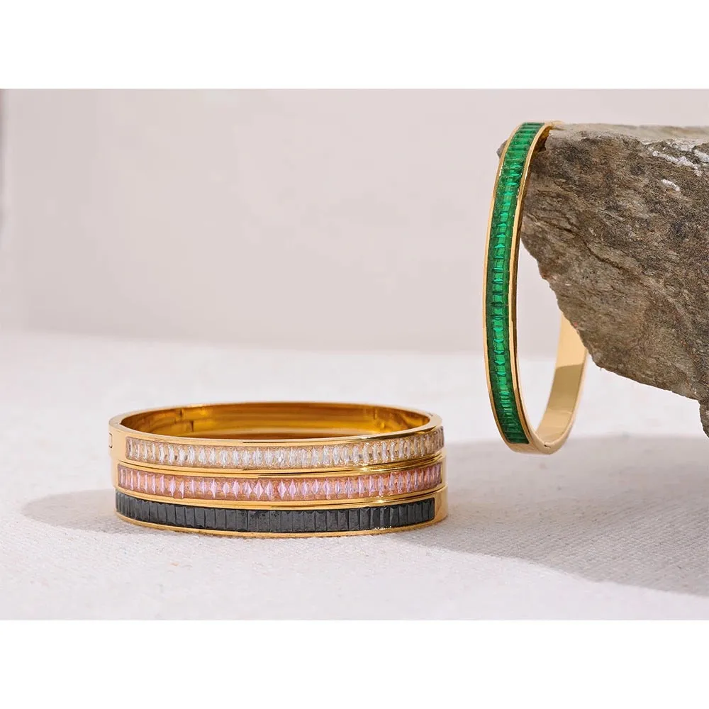 Boho & Mala Pink Cubic Zirconia Gold Bangle