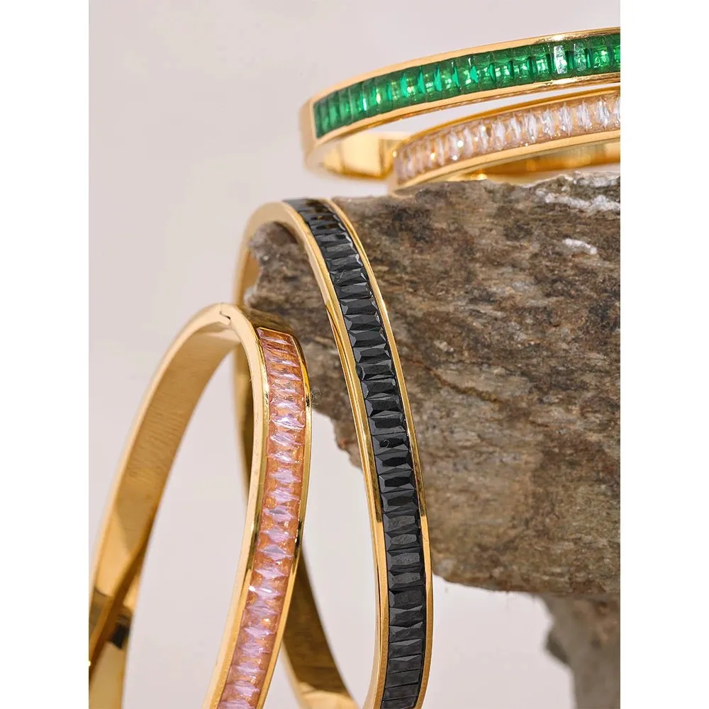 Boho & Mala Pink Cubic Zirconia Gold Bangle