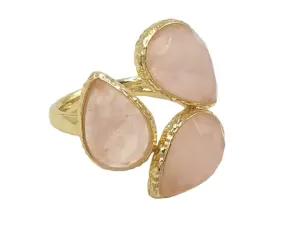 Boho & Mala Rose Quartz Stone Gold Ring (adjustable)