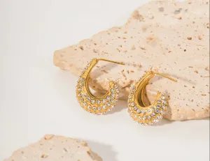 Boho & Mala Stainless Steel Gold Plated Stud Earrings
