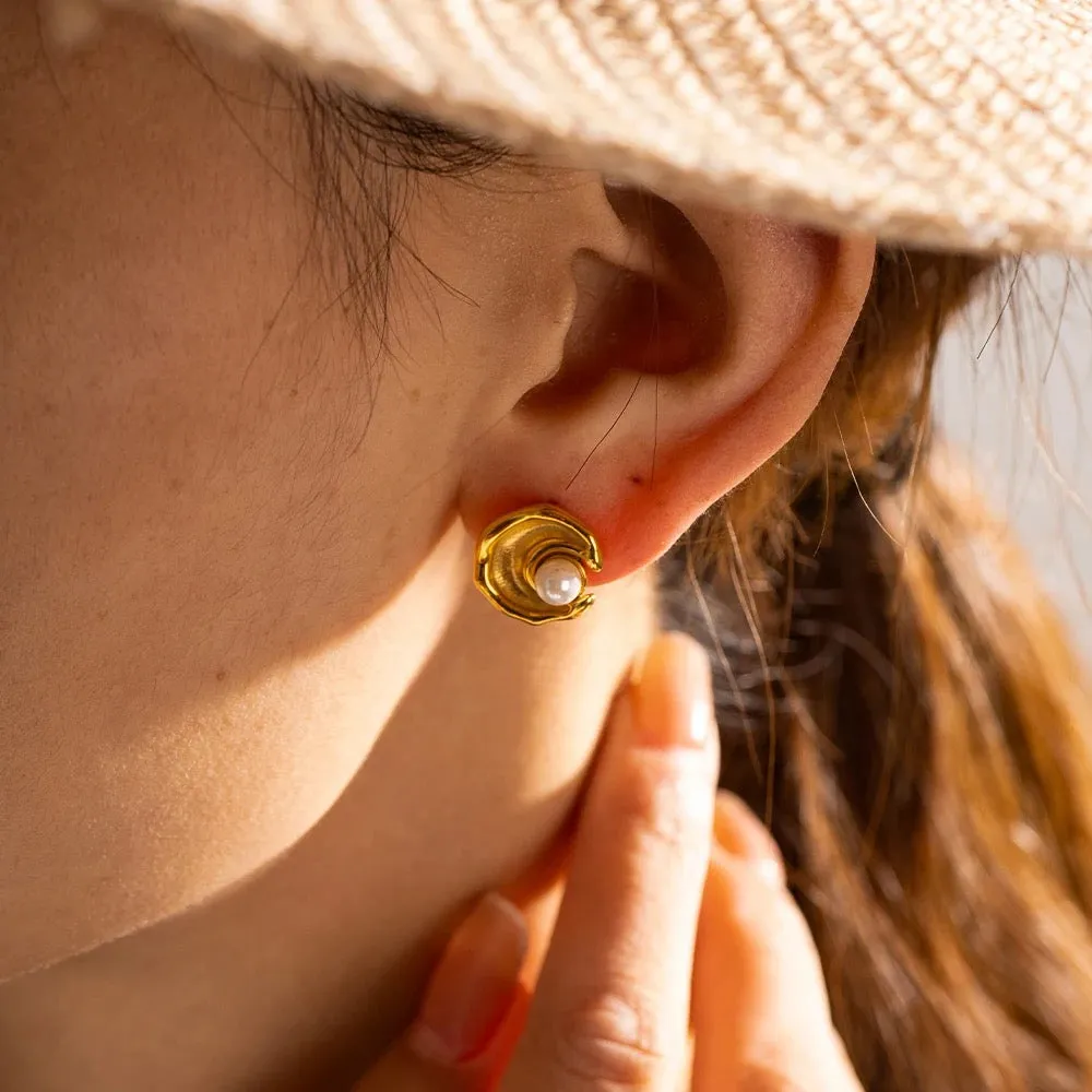 Boho & Mala Stainless Steel Gold Plated Stud Earrings