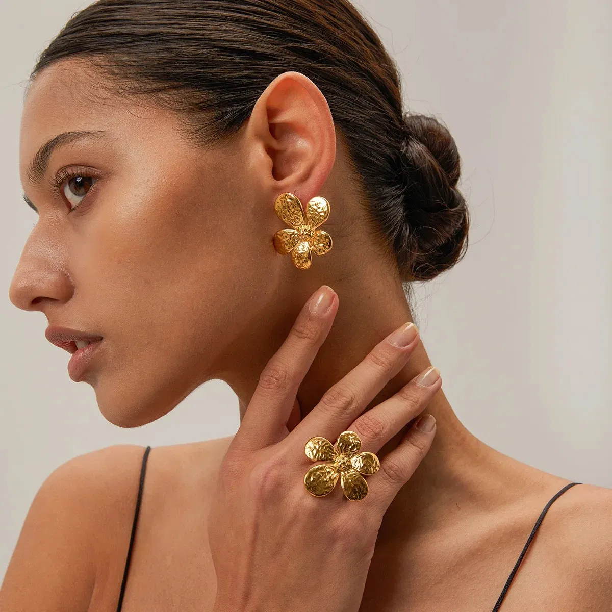 Boho & Mala Stainless Steel Gold Plated Stud Earrings