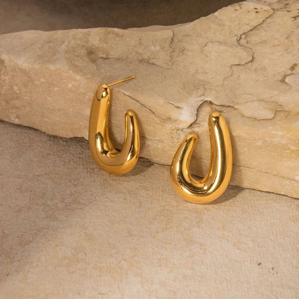 Boho & Mala Stainless Steel Gold Plated Stud Earrings