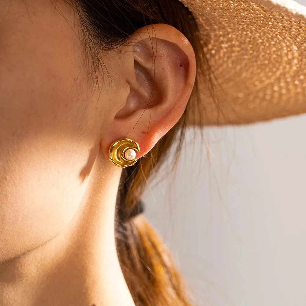 Boho & Mala Stainless Steel Gold Plated Stud Earrings