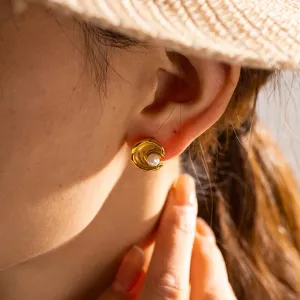 Boho & Mala Stainless Steel Gold Plated Stud Earrings