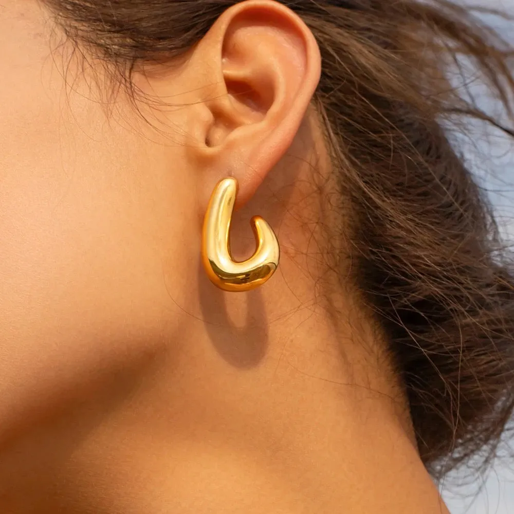 Boho & Mala Stainless Steel Gold Plated Stud Earrings