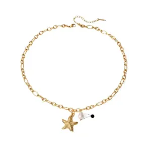 Boho & Mala Stainless Steel/18k Gold Charm Plated Pendant Necklace