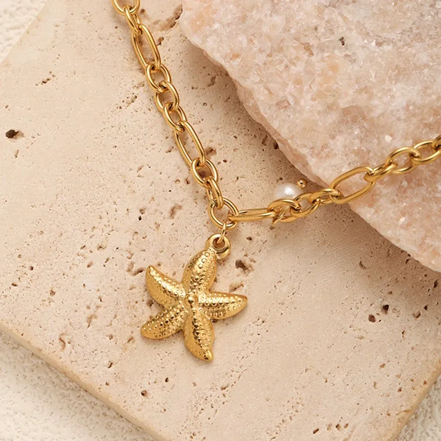 Boho & Mala Stainless Steel/18k Gold Charm Plated Pendant Necklace