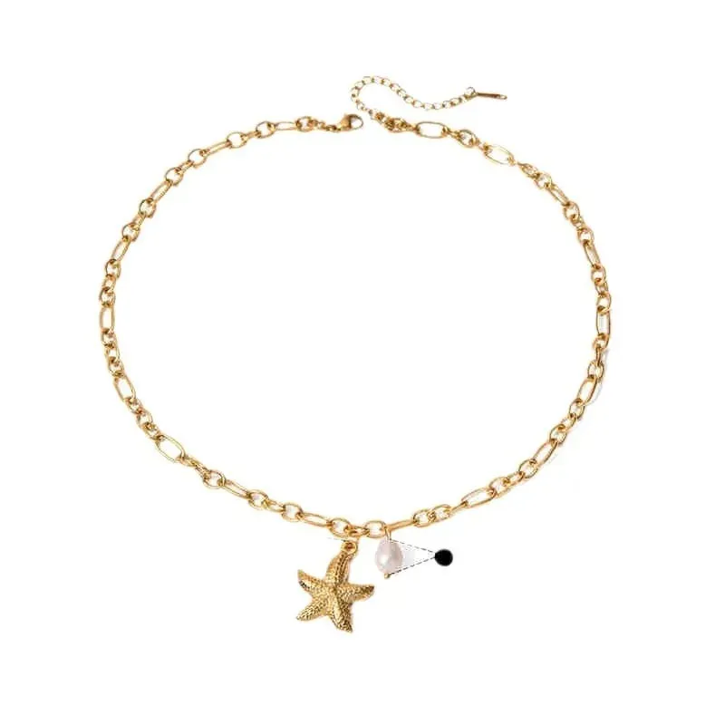 Boho & Mala Stainless Steel/18k Gold Charm Plated Pendant Necklace
