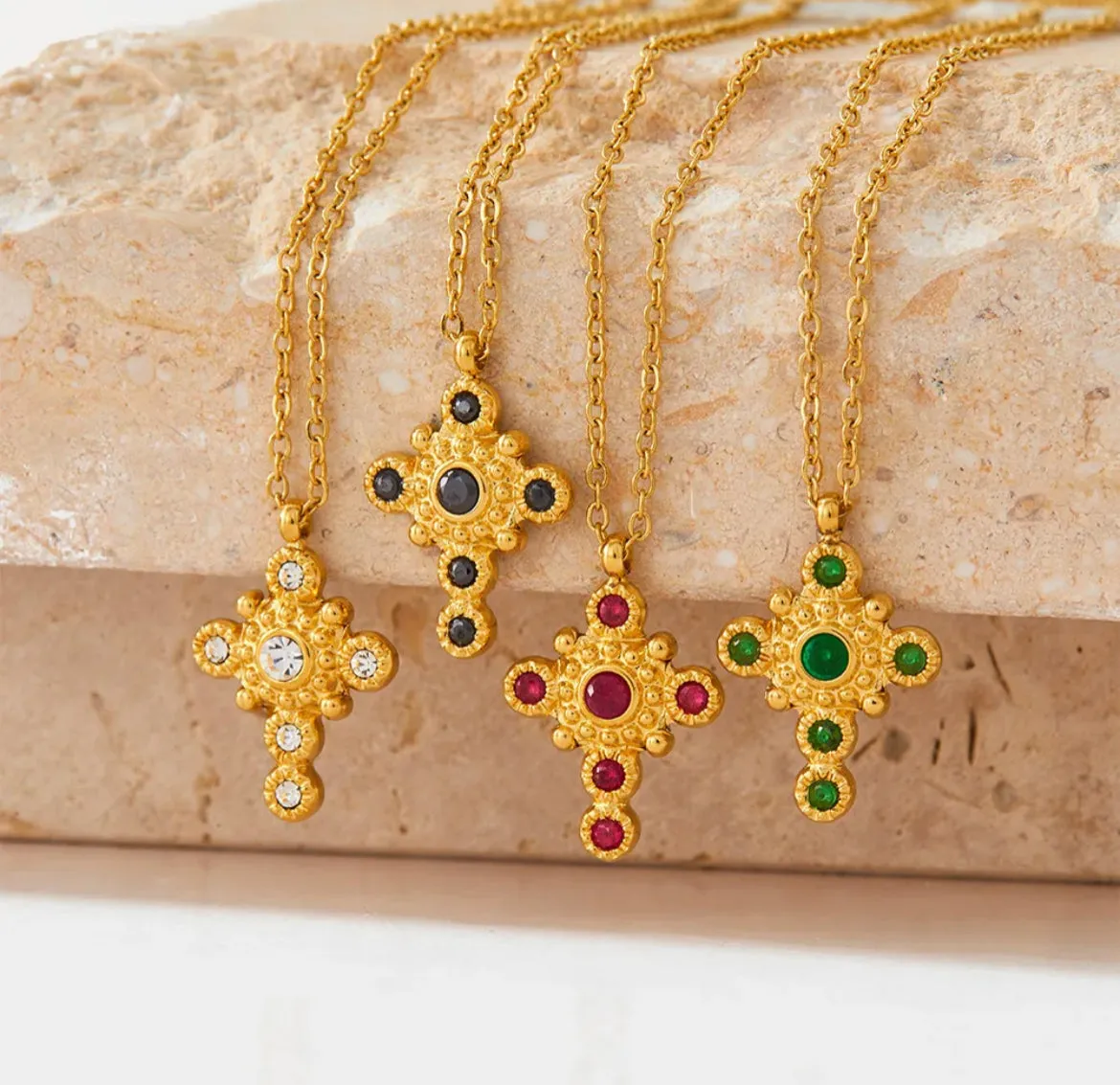 Boho & Mala Stainless Steel/18k Gold Plated Pendant Necklace