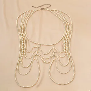 Boho Dainty Layered Gold Silver Tone Pearl Waist Chain Body Chain